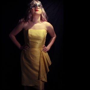 Canary Yellow Shantung  Formal Dress